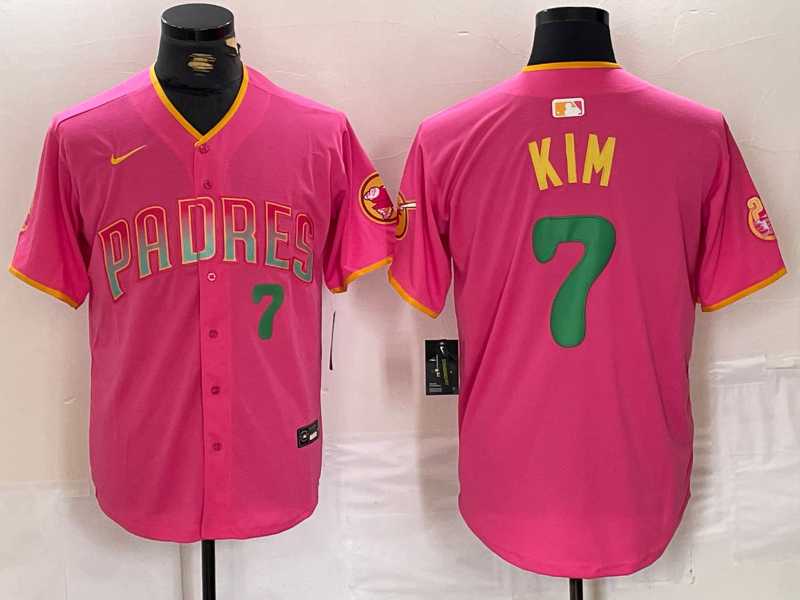 Mens San Diego Padres #7 Ha Seong Kim Pink Player Number Fashion Baseball Jersey->san diego padres->MLB Jersey